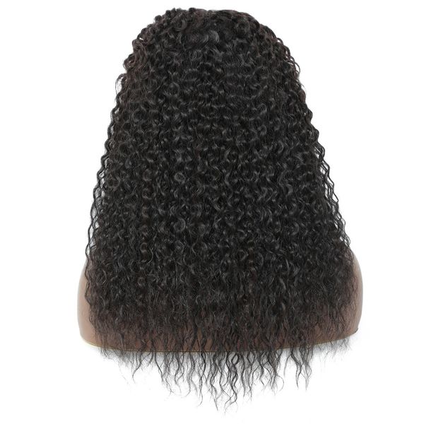 Kinkly Curly Lace Wig Sintético Lace Hair Wig Natural Look Black Hair Part Middle Jerry Curly Wigs Para Afro Black Women direto da fábrica