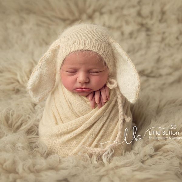 

newborn bunny hat pgraphy props handmade big ear bonnet for baby, Yellow