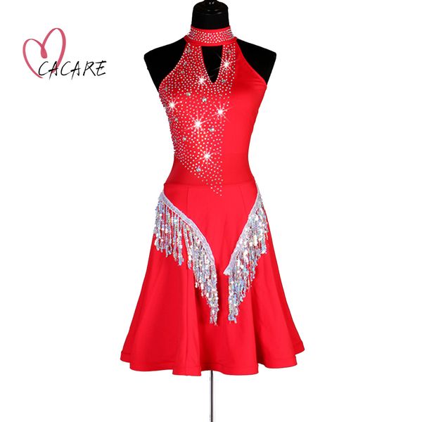 

cacare latin dance dress stage wear women dancing competition dresses fringed dress salsa costumes ballroom tango jazz customize d0644 sequi, Black;red