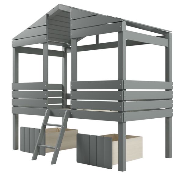 

bedroom furniture twin size low loft wood house bed with two drawers
