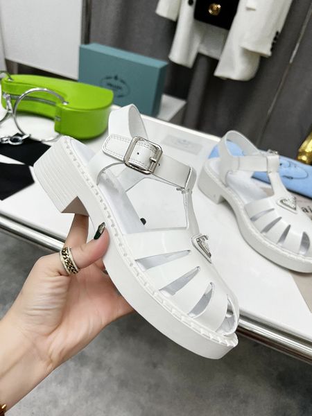 

designer ladies men's sandals summer college style new rubber sole p leather head sandals, Black