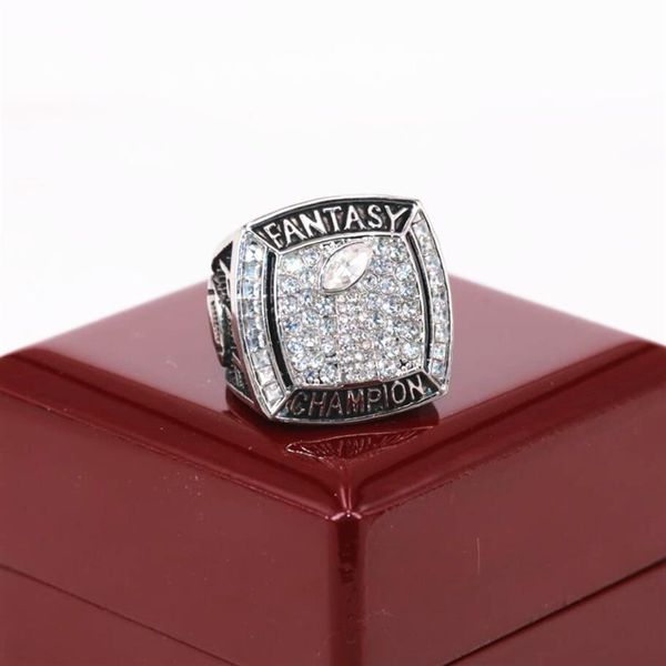 

factory whole 2018 fantasy football champion ring usa size 7 to 15 with wooden display box drop 2789, Golden;silver