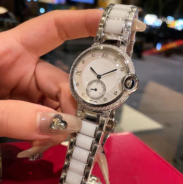 

women's quartz watch fashion 36mm stainless steel dial strap waterproof personality girls diamond designer watch luxury watches popular, Slivery;brown