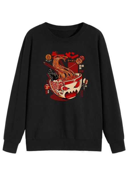 

romwe x ilustrata cartoon graphic sweatshirt c1st#, Black