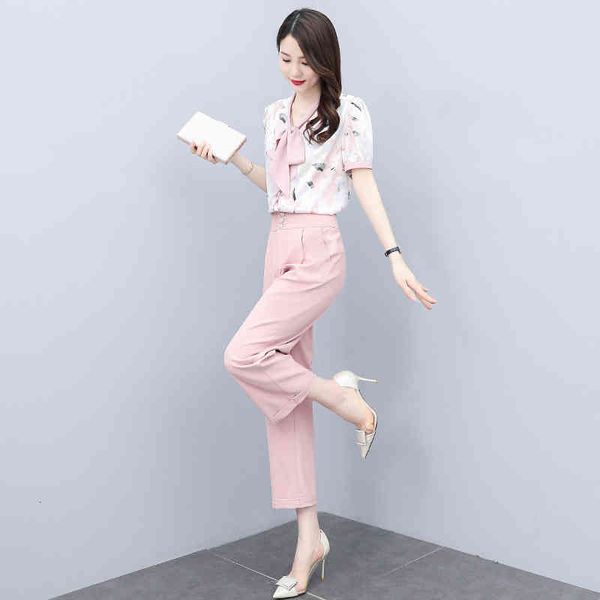 

women's two piece pants leisure fashion suit women's summer 2022 set with dress, foreign style, age reducing small two-piece fucu, White