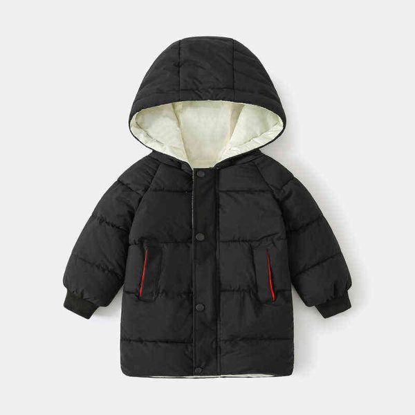 

lzh fashion mid-length children jacket 2021 autumn winter thicken down jackets for boys girls outerwear 3-12 year children jacket j220718, Blue;gray