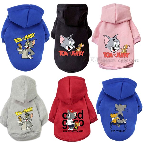 

soft dog hoodie warm dog apparel printed cute cartoon cat and mouse pets clothes pet sweatshirt jacket for small medium dogs bichon chihuahu