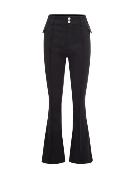 

flap detail flare leg pants s0gf#, Black;white