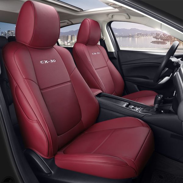 Auto-spezieller Luxus, neues Design, Autositzbezüge für Mazda CX-30 20, individuelles Ledersitzkissen, 1 Set, Schwarzer Kaffee