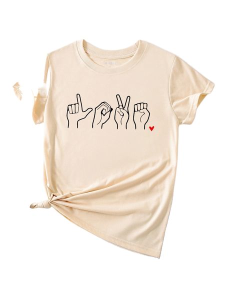 

figure & heart print tee o2pd#, White