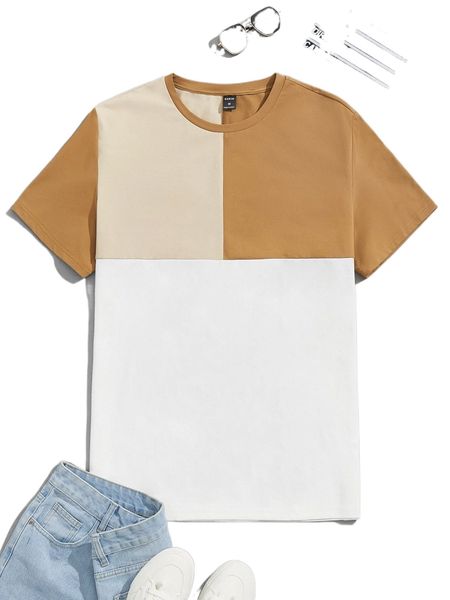 

men color block tee a8lp#, White;black