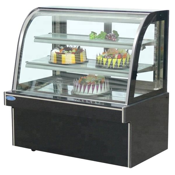 Dondurma kek ekran dondurucu cupcake peyniri sayacı kasa kavisli cam ekran buzdolabı