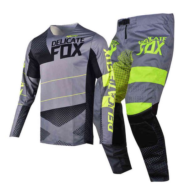 

cycling suitmotocross jersey pants delicate fox 360 riet gear set mx bmx dirt bike outfit moto cross grey suit for men, Gray