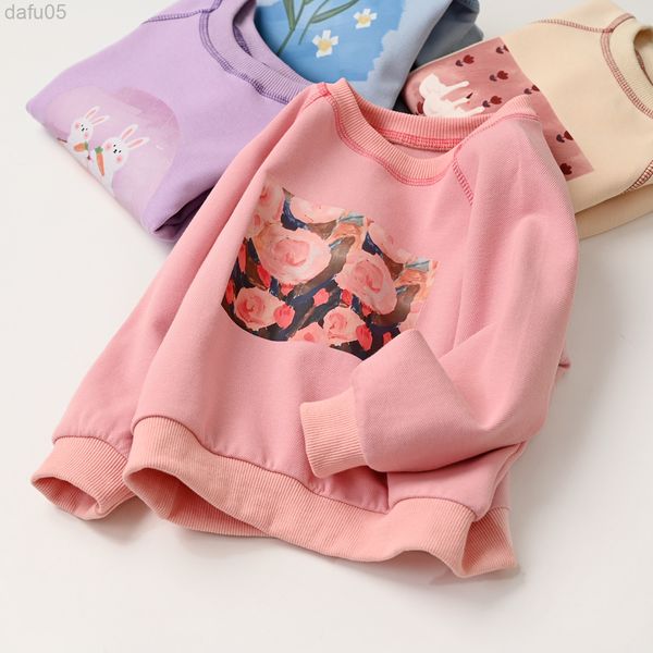 

spring autumn new children printed hoodies fashion kids sweatshirt girls pollover clothing 100-160cm l220808, Black