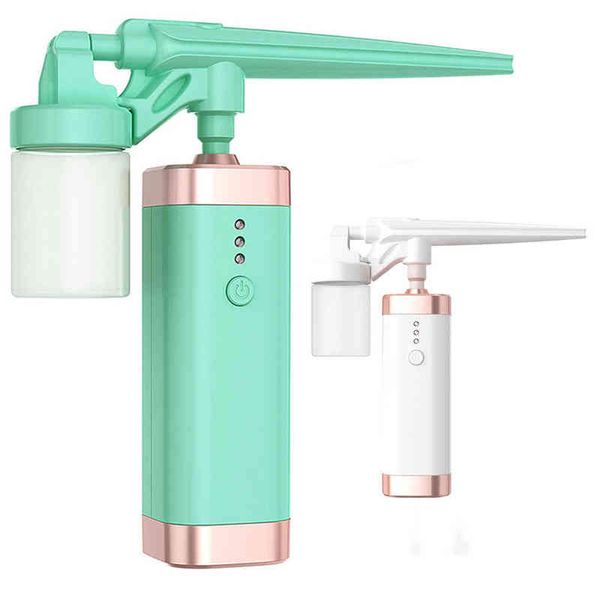 Nano Water Oxygen Injection Moisturizing Machine Facial airbrush Handheld Spray Face Steamer Mist Skin Care Beauty Spa Sprayer 220505