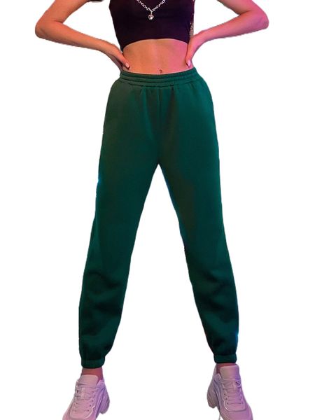 

solid slant pocket thermal sweatpants s1p4#, Black;white