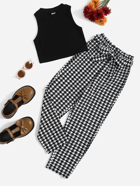 

sheen girls vest and chiffon belt pants set she, White