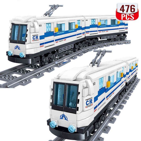 Teknik Ulaşım Tren Araba Setleri Yapı Taşları Uzman Yüksek Hızlı Metro Demiryolu Modeli Tuğla Enlighten Oyuncaklar Boys AA220317