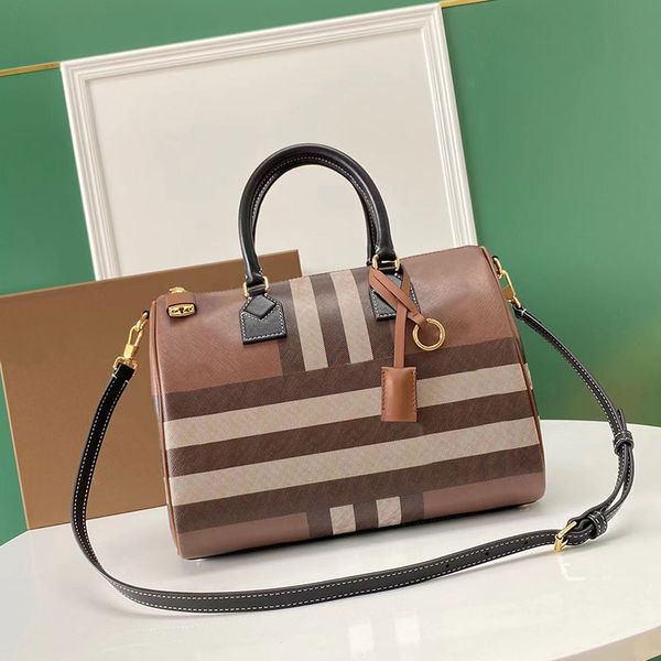 

burbrery bowling bag checked crossbody shoulder bags travel luggage totes canvas handbag big capacity