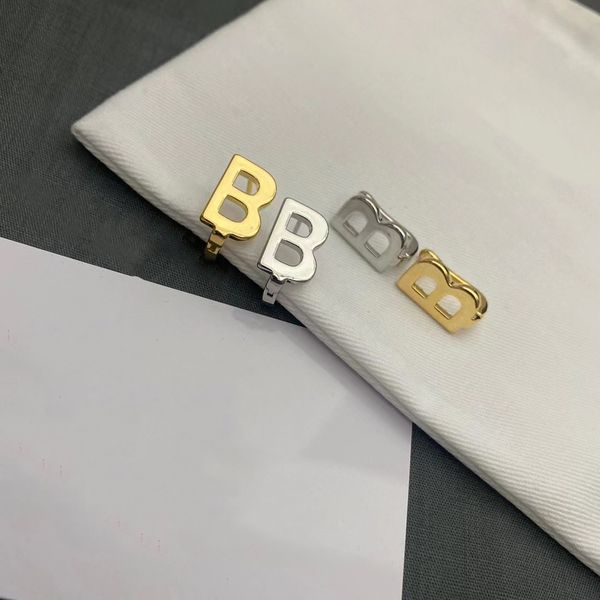

fashion real gold plated brass letter b pendant earrings for women charm metal statement jewelry punk accessories stud, Golden;silver