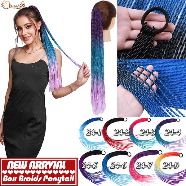 

costume accessories synthetic 24inch girls cute elastic hair rope rubber bands braided hair ponytail hair braid with rubber band ring, Silver
