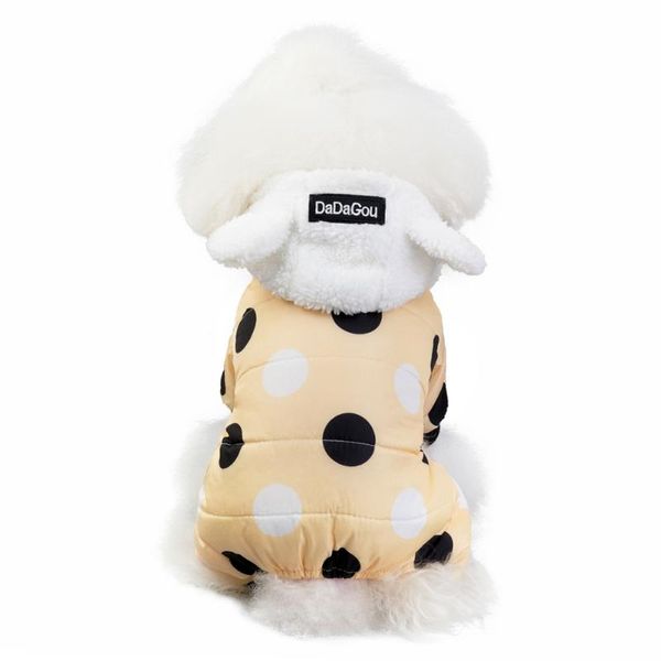 Abbigliamento per cani pet pilota impermeabile inverno peluche caldo a quattro zampe di cotone parcate per cani salsa di cagnolini giuntura giù grande dot dot chihuahua hoodiesdog