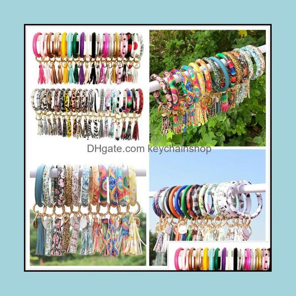 

keychains fashion accessories mtiple styles sun flower/flag pattern key chain leather wrap tassels bracelets keychain wristlet bracelet tass, Silver