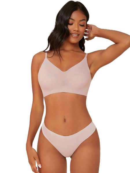 

microfiber ribbed no show lingerie set 67un#, Black;red