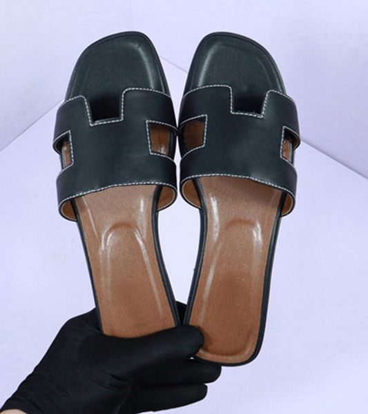 

slippers sandals slides female summer fashion outside wear 2022 new style net red flat bottom tourism beach a word leather sandals 14, Black