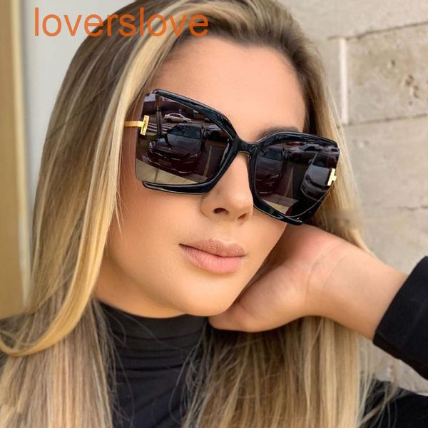

sunglass 2022 vintage women's large frame t shape sun glass women cat eye fashion men uv400, White;black