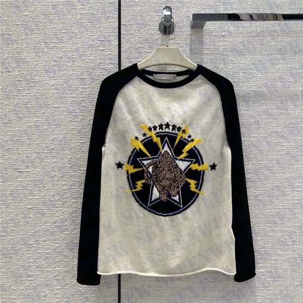 

tiger pattern knitted sweaters pullovers for women fashion designer ladies sweatshirts long sleeve hoodies clothing, White;black