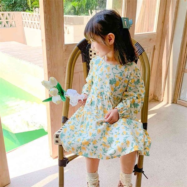 

toddler girls dress floral dress girls long sleeve dress for kids spring autumn costume girl 210412, Red;yellow