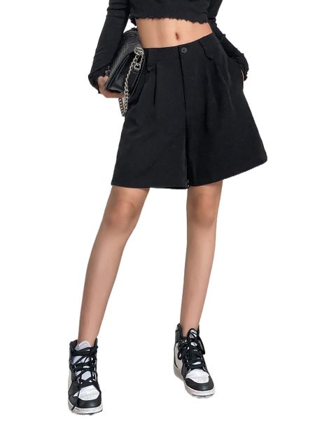 

dazy fold pleated wide leg shorts c8oq#, White;black