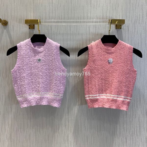 

women's tanks & camis in the spring of , french sleeveless knitted vest, women's small fragrance temperament, celebrity round neck, White