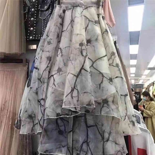 

skirts feng shui ink floral irregular skirt, Black