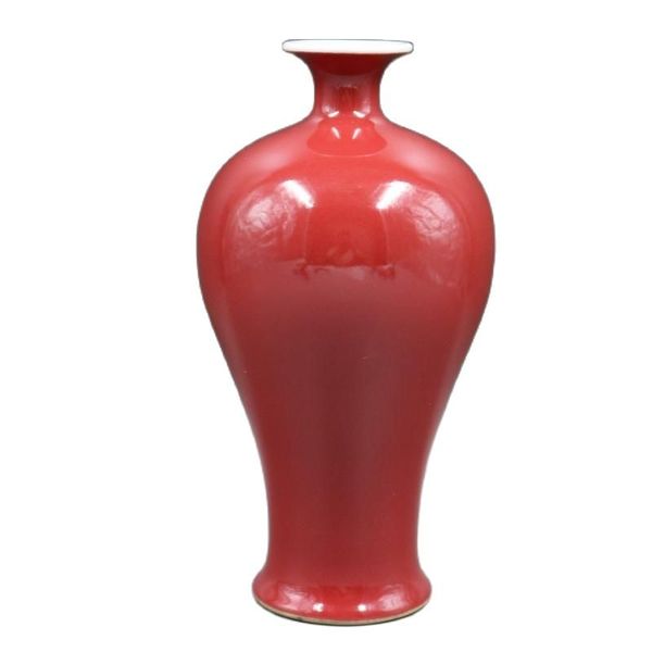 

chinese old coloured red glazed plum bottle porcelain vase, Silver