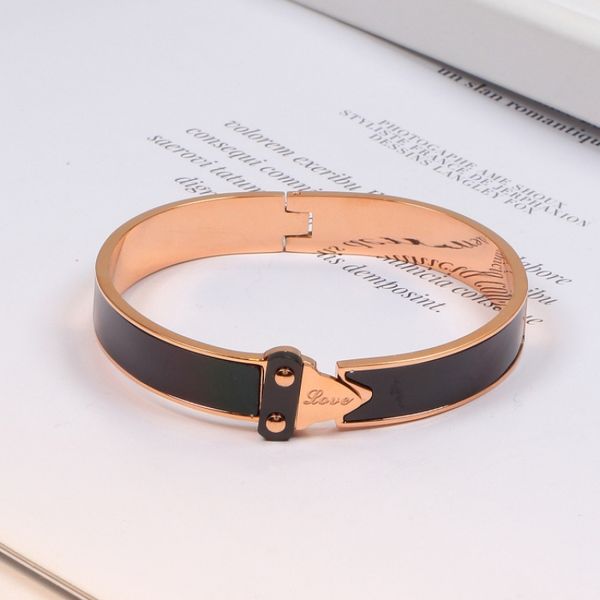 

european and american classic love letter bangle jewelry 18k gold simple korean accessories bracelet gift, Black