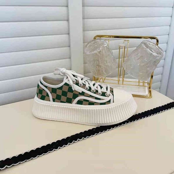 

dress shoes xiaoxiangfeng thick bottom biscuit shoes chessboard canvas lace up muffin increased casual for women 15c5, Black