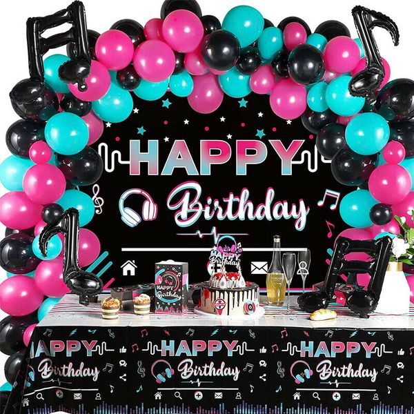 

109pcs diy balloons arch kit tik tok music theme birthday wedding party balloon decor children musical note ballons supplies