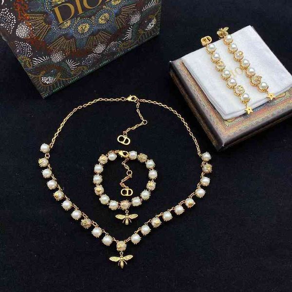 

jewelry set new necklace feminine pearl bracelet female fashion pearl earrings female, Black