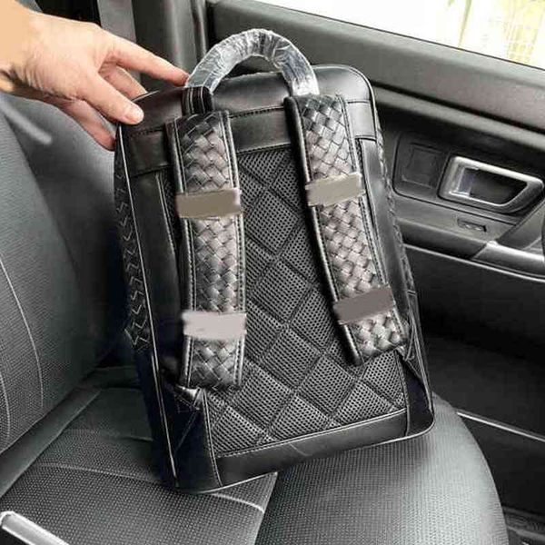 

work and leisure high capacitybags men handbag woven leather luxury designer brand male backpack 220314