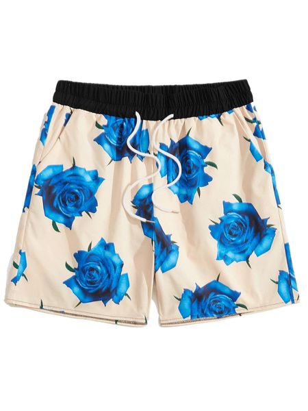 

romwe guys rose print shorts v4kj#, White;black