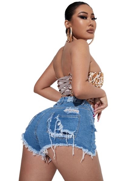 

sxy ripped raw cut denim shorts 23z9#, White;black