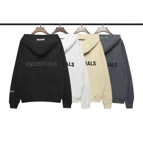 

men's hoodies & sweatshirts fog double thread essentials 20fw sleeve reflective stereo silicone letter zipper hoodie wqkv, Black