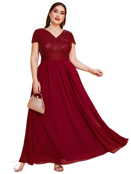 

plus contrast sequin a-line dress p91x#, Black