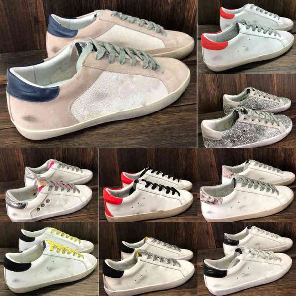 

super star italy sneakers golden women casual shoes designer sequin italy brand classic white do-old dirty men tennis dna7, Black