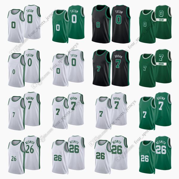 

printed 2022 new city basketball jerseys tatum jayson brown jaylen nesmith aaron al white horford derrick, Black;red