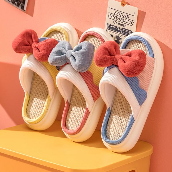 

eva cartoon thick sole women men slippers breathable cotton blend soft home floor shoes fashion indoor couple slipper, Black
