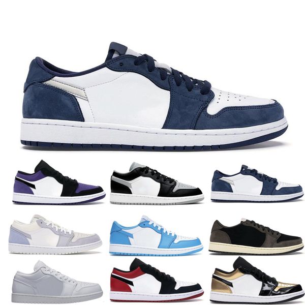 

jumpman 1s low basketball shoes man woman court purple grey black toe pine green mocha sneakers trainers fast quick