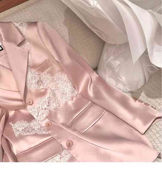 

women's suits & blazers designer satin stitched lace suit coat n431, White;black